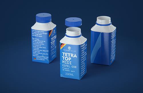 Tetra Top MIDI 250ml 3D model of carton package with Eifel O38 closure