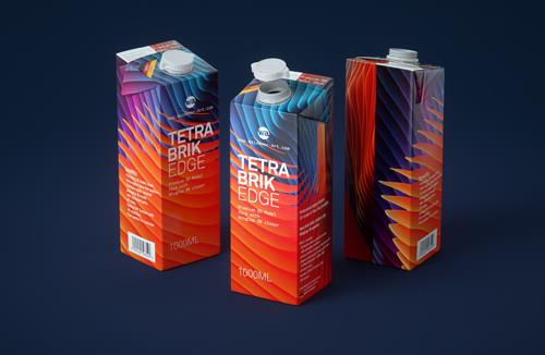 Premium packaging 3D model pak of Tetra Pack Brick EDGE 1000ml with WingCap 30 opening